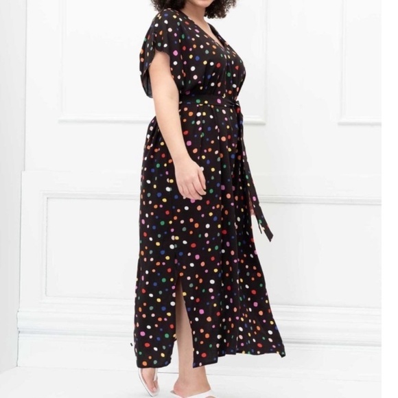 Eloquii Black & Multi Colored Polka Dot Maxi Dress - Picture 8 of 13